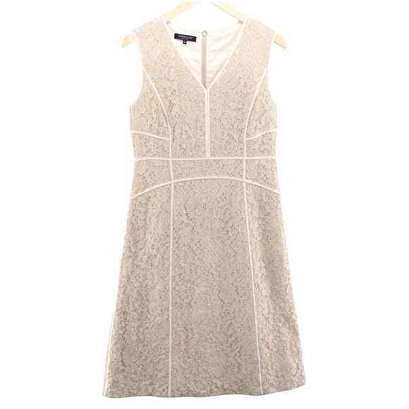 Lafayette 148 New York Dresses & Skirts - Lafayette 148 New York Women's Sleeveless V Neck Lace Overlay Dress 6 Bone Cream